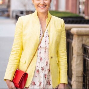 J Crew Regent 100% Linen One Button Blazer Jacket Size 2